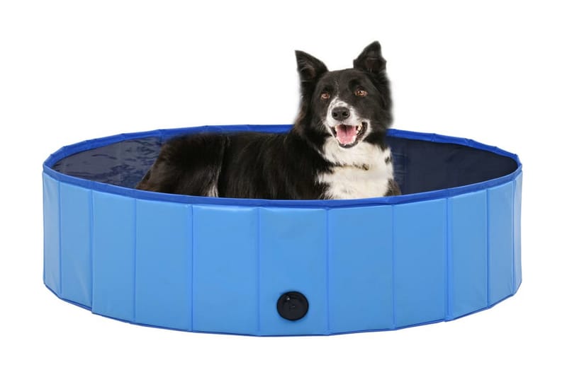 Hopfällbar hundpool blå 120x30 cm PVC - Hundleksak & gosedjur hund