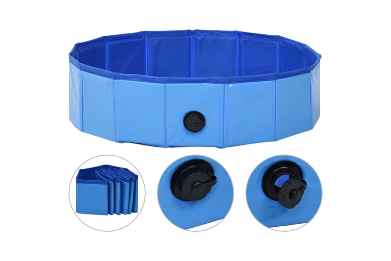 Hopfällbar hundpool blå 80x20 cm PVC - Sport & fritid - För djuren - För hund - Hundtillbehör & hundaccessoarer