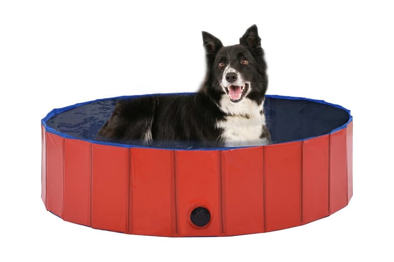 Hopfällbar hundpool röd 120x30 cm PVC - Hundleksak & gosedjur hund