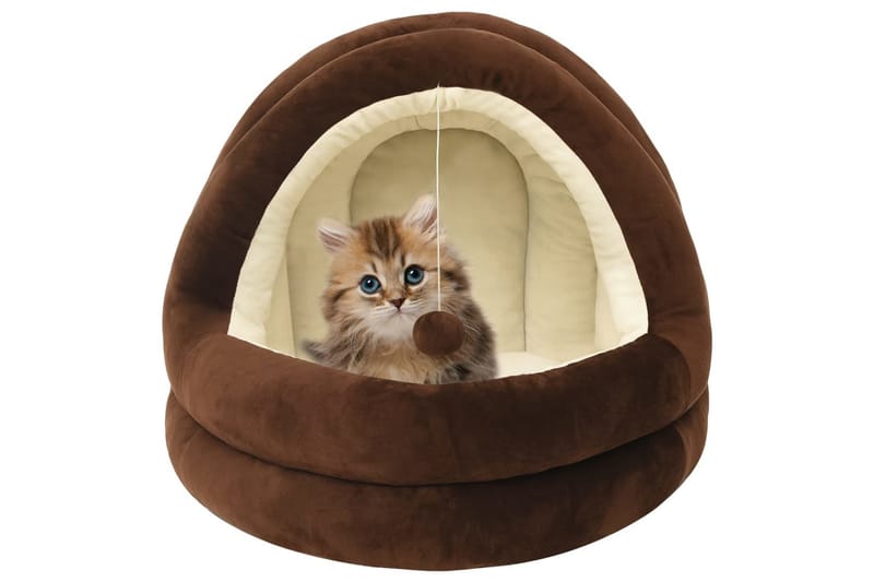 Kattbädd 40x40x35 cm brun och gräddvit - Brun - Kattmöbler - Kattbädd & kattsäng