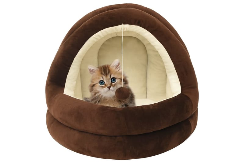 Kattbädd 50x50x45 cm brun och gräddvit - Brun - Kattmöbler - Kattbädd & kattsäng