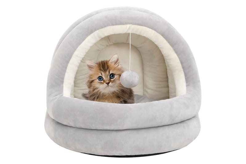 Kattbädd 50x50x45 cm grå och gräddvit - Grå - Kattmöbler - Kattbädd & kattsäng