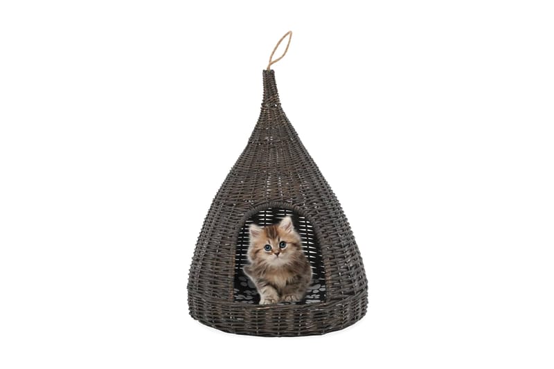 Kattkoja med dyna grå 40x60 cm naturlig pil tipi - Grå - Katthus - Kattmöbler