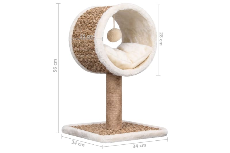 Kattmöbel med tunnel och leksak 56 cm sjögräs - Beige - Sport & fritid - För djuren - Katt - Kattmöbler - Katthus