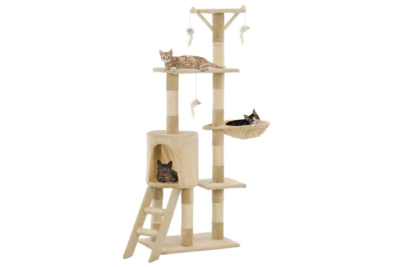 Katträd med klöspelare i sisal 138 cm beige - Beige - Sport & fritid - För djuren - Katt - Kattmöbler