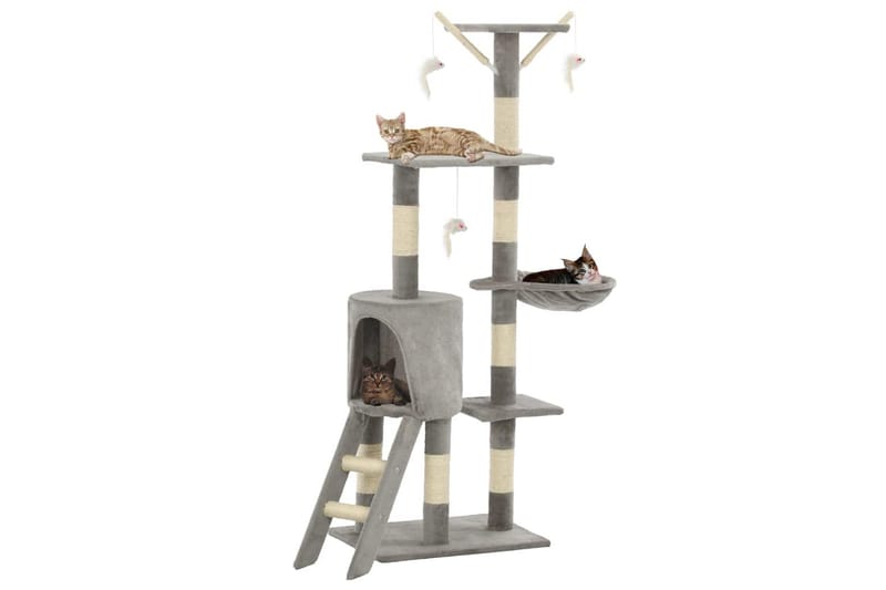 Katträd med klöspelare i sisal 138 cm grå - Ljusgrå - Sport & fritid - För djuren - Katt - Kattmöbler