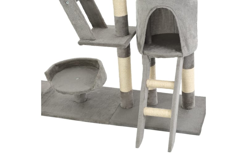 Katträd med klöspelare i sisal 230-250 cm grå - Ljusgrå - Sport & fritid - För djuren - Katt - Kattmöbler