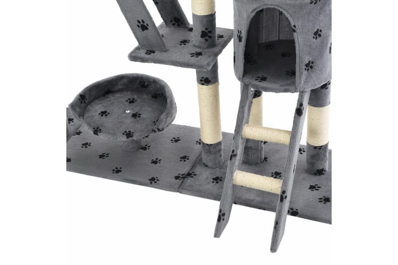 Katträd med klöspelare i sisal 230-250 cm tassavtryck grå - Grå - Sport & fritid - För djuren - Katt - Kattmöbler