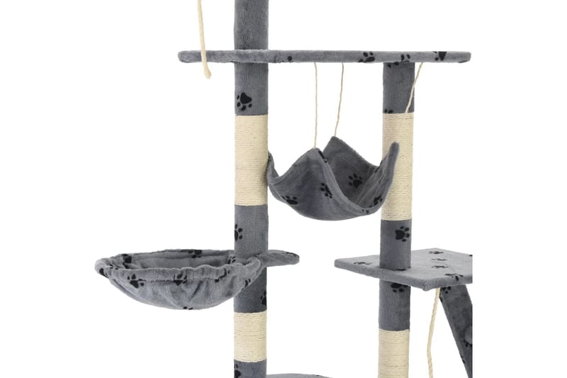 Katträd med klöspelare i sisal 230-250 cm tassavtryck grå - Grå - Sport & fritid - För djuren - Katt - Kattmöbler