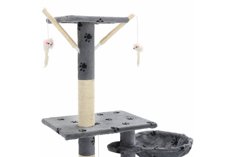 Katträd med klöspelare i sisal 230-250 cm tassavtryck grå - Grå - Sport & fritid - För djuren - Katt - Kattmöbler