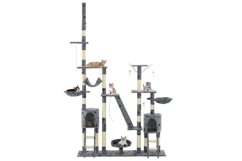 Katträd med klöspelare i sisal 230-250 cm tassavtryck grå - Grå - Sport & fritid - För djuren - Katt - Kattmöbler