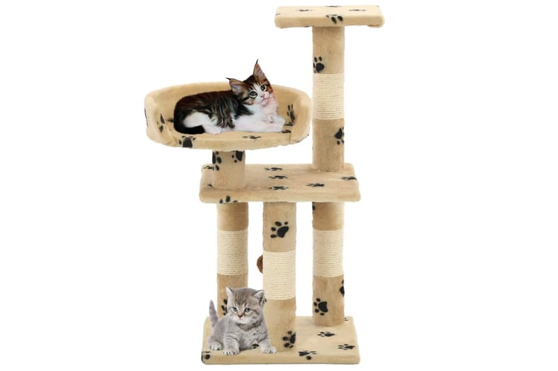 Katträd med klöspelare i sisal 65 cm tassavtryck beige - Sport & fritid - För djuren - Katt - Kattmöbler