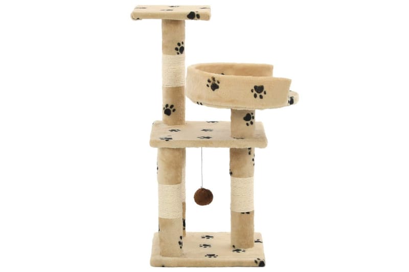 Katträd med klöspelare i sisal 65 cm tassavtryck beige - Sport & fritid - För djuren - Katt - Kattmöbler