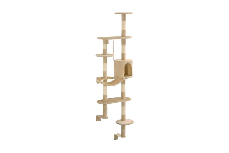 Katträd väggmonterat med klöspelare i sisal 194 cm beige - Beige - Sport & fritid - För djuren - Katt - Kattmöbler