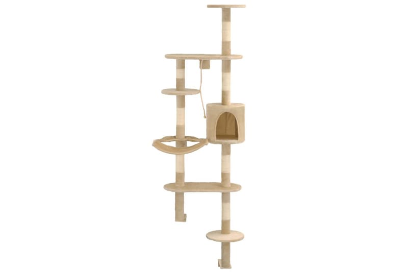 Katträd väggmonterat med klöspelare i sisal 194 cm beige - Beige - Sport & fritid - För djuren - Katt - Kattmöbler