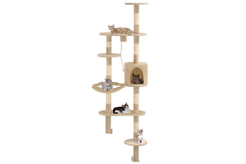 Katträd väggmonterat med klöspelare i sisal 194 cm beige - Beige - Sport & fritid - För djuren - Katt - Kattmöbler