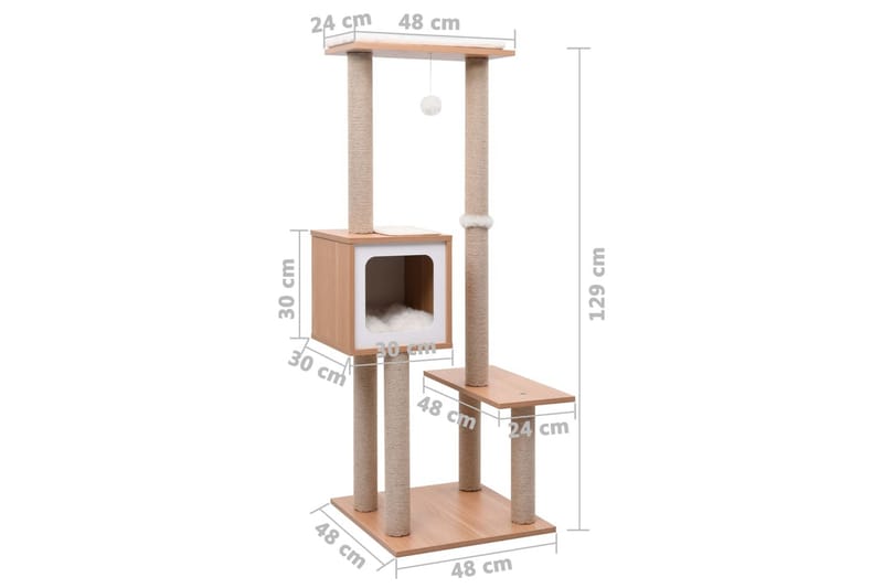 Klösträd med klösmatta i sisal 129 cm - Brun - Klösträd & klösmöbler - Kattmöbler