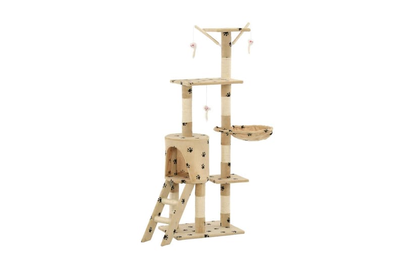 Klösträd med klöspelare i sisal 138 cm tassavtryck beige - Beige - Sport & fritid - För djuren - Katt - Kattmöbler