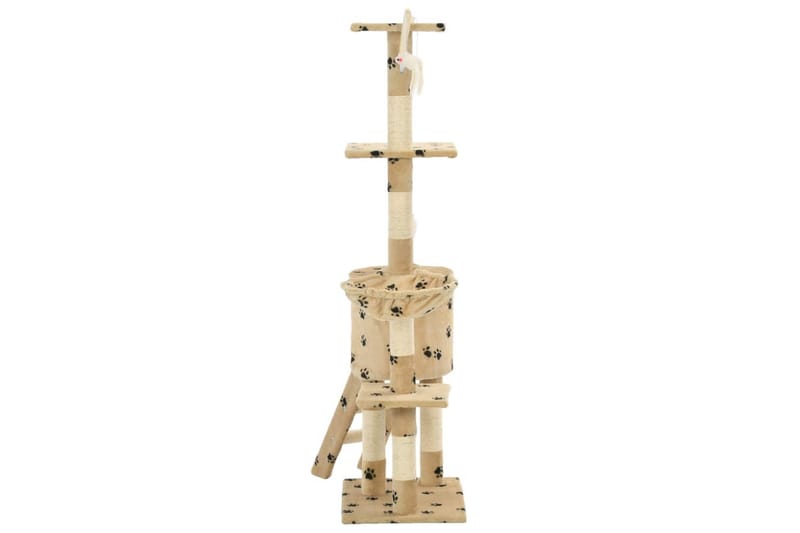 Klösträd med klöspelare i sisal 138 cm tassavtryck beige - Beige - Sport & fritid - För djuren - Katt - Kattmöbler
