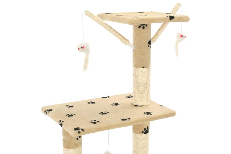 Klösträd med klöspelare i sisal 138 cm tassavtryck beige - Beige - Sport & fritid - För djuren - Katt - Kattmöbler