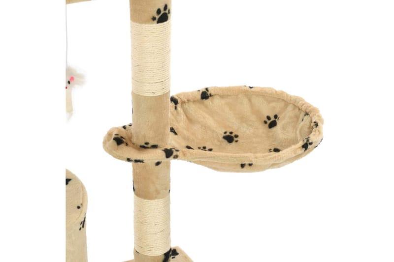 Klösträd med klöspelare i sisal 138 cm tassavtryck beige - Beige - Sport & fritid - För djuren - Katt - Kattmöbler
