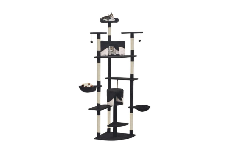 Klösträd med klöspelare i sisal 203 cm svart och vit - Flerfärgad - Sport & fritid - För djuren - Katt - Kattmöbler