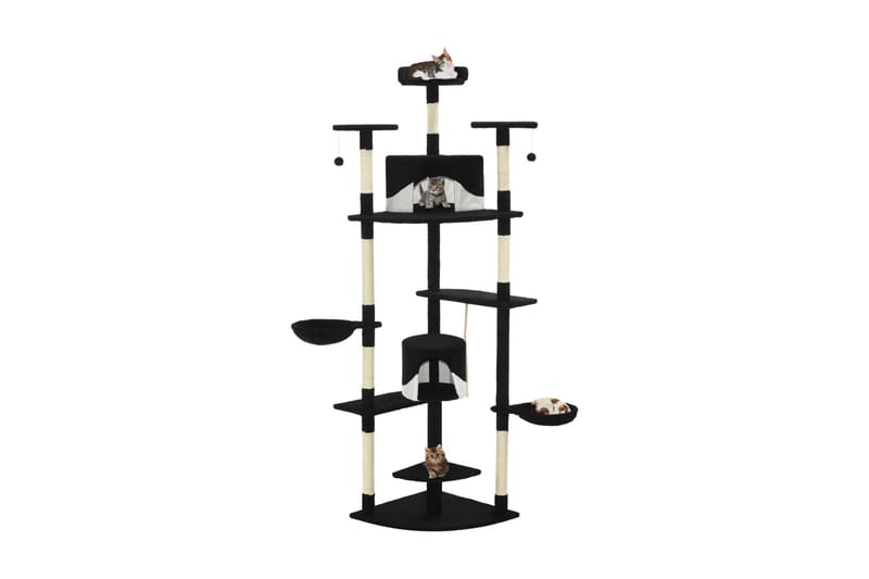 Klösträd med klöspelare i sisal 203 cm svart och vit - Flerfärgad - Sport & fritid - För djuren - Katt - Kattmöbler