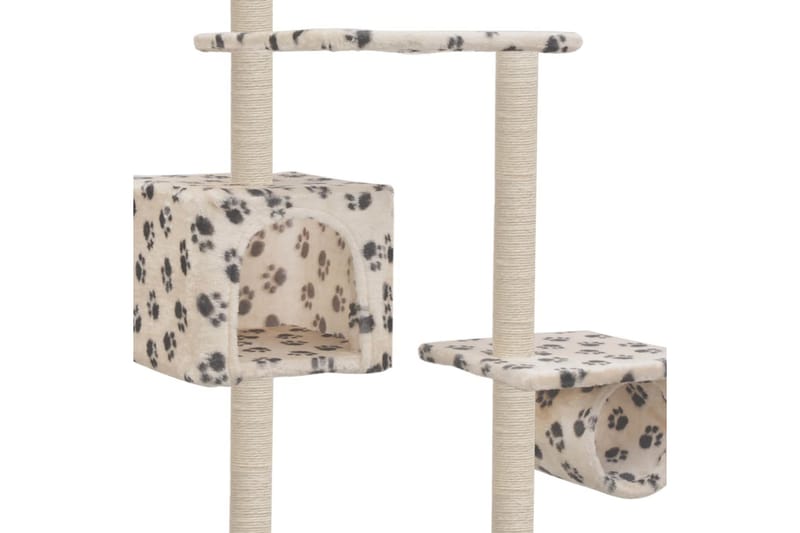 Klösträd med klöspelare i sisal 260 cm tassavtryck beige - Beige - Sport & fritid - För djuren - Katt - Kattmöbler