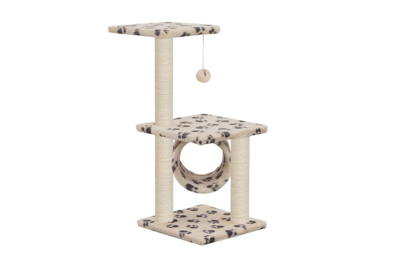 Klösträd med klöspelare i sisal 65 cm tassavtryck beige - Beige - Sport & fritid - För djuren - Katt - Kattmöbler