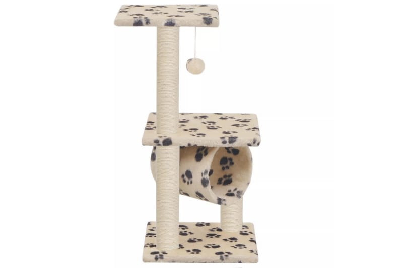 Klösträd med klöspelare i sisal 65 cm tassavtryck beige - Beige - Sport & fritid - För djuren - Katt - Kattmöbler