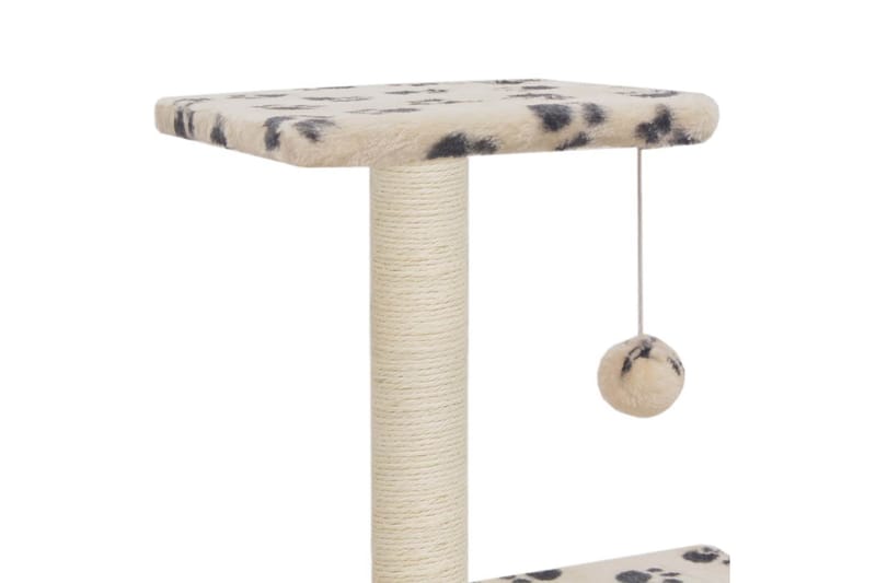 Klösträd med klöspelare i sisal 65 cm tassavtryck beige - Beige - Sport & fritid - För djuren - Katt - Kattmöbler