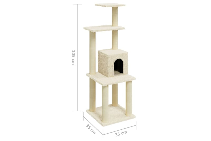 Klösträd med klöspelare i sisal gräddvit 105 cm - Kräm - Klösträd & klösmöbler - Kattmöbler