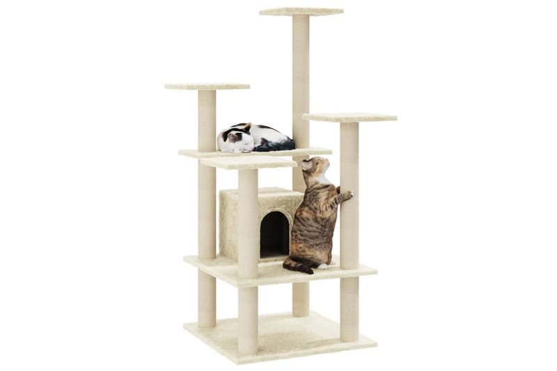 Klösträd med klöspelare i sisal gräddvit 110 cm - Vit - Sport & fritid - För djuren - Katt - Kattmöbler - Klösträd & klösmöbler
