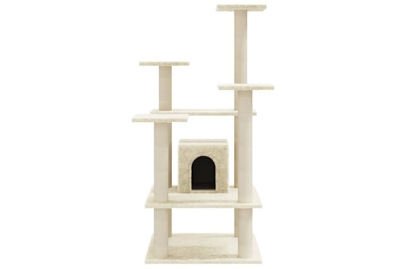 Klösträd med klöspelare i sisal gräddvit 110 cm - Vit - Sport & fritid - För djuren - Katt - Kattmöbler - Klösträd & klösmöbler