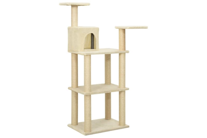 Klösträd med klöspelare i sisal gräddvit 119 cm - Vit - Sport & fritid - För djuren - Katt - Kattmöbler - Klösträd & klösmöbler