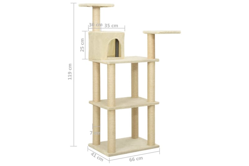 Klösträd med klöspelare i sisal gräddvit 119 cm - Vit - Sport & fritid - För djuren - Katt - Kattmöbler - Klösträd & klösmöbler