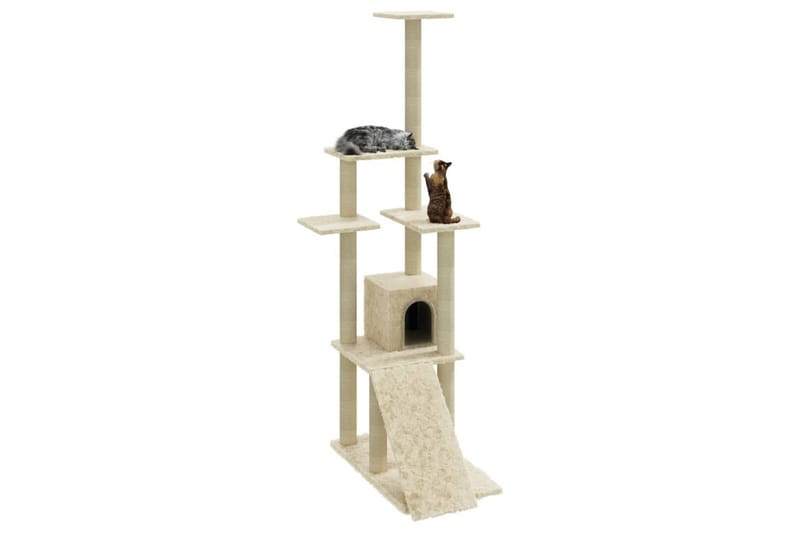 Klösträd med klöspelare i sisal gräddvit 155 cm - Vit - Sport & fritid - För djuren - Katt - Kattmöbler - Klösträd & klösmöbler