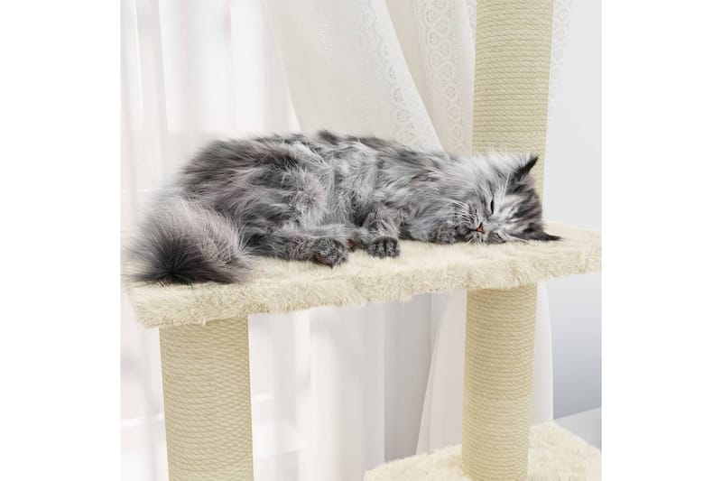 Klösträd med klöspelare i sisal gräddvit 155 cm - Vit - Sport & fritid - För djuren - Katt - Kattmöbler - Klösträd & klösmöbler
