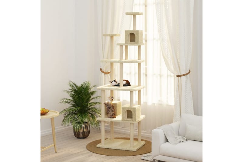 Klösträd med klöspelare i sisal gräddvit 188 cm - Kräm - Sport & fritid - För djuren - Katt - Kattmöbler - Klösträd & klösmöbler