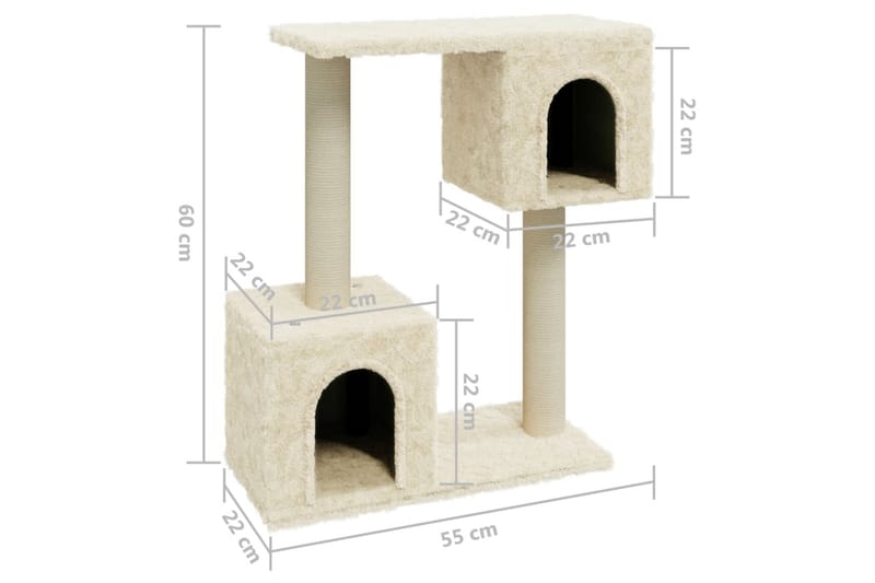 Klösträd med klöspelare i sisal gräddvit 60 cm - Kräm - Sport & fritid - För djuren - Katt - Kattmöbler - Klösträd & klösmöbler