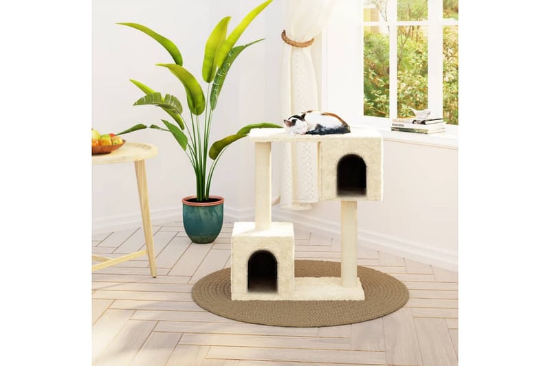 Klösträd med klöspelare i sisal gräddvit 60 cm - Kräm - Sport & fritid - För djuren - Katt - Kattmöbler - Klösträd & klösmöbler