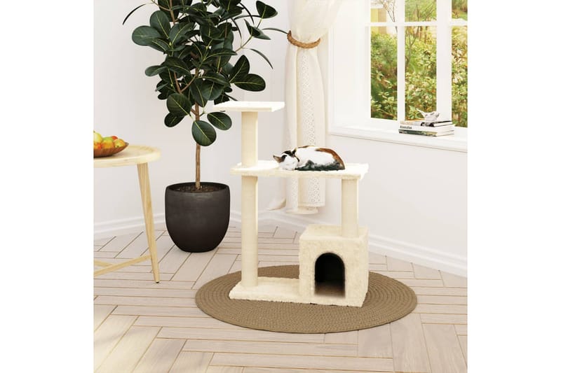 Klösträd med klöspelare i sisal gräddvit 70 cm - Kräm - Sport & fritid - För djuren - Katt - Kattmöbler - Klösträd & klösmöbler