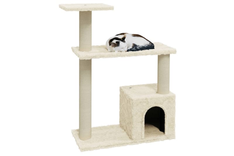 Klösträd med klöspelare i sisal gräddvit 70 cm - Kräm - Sport & fritid - För djuren - Katt - Kattmöbler - Klösträd & klösmöbler
