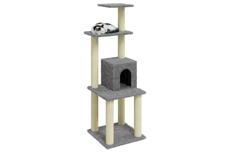 Klösträd med klöspelare i sisal ljusgrå 105 cm - Grå - Sport & fritid - För djuren - Katt - Kattmöbler - Klösträd & klösmöbler