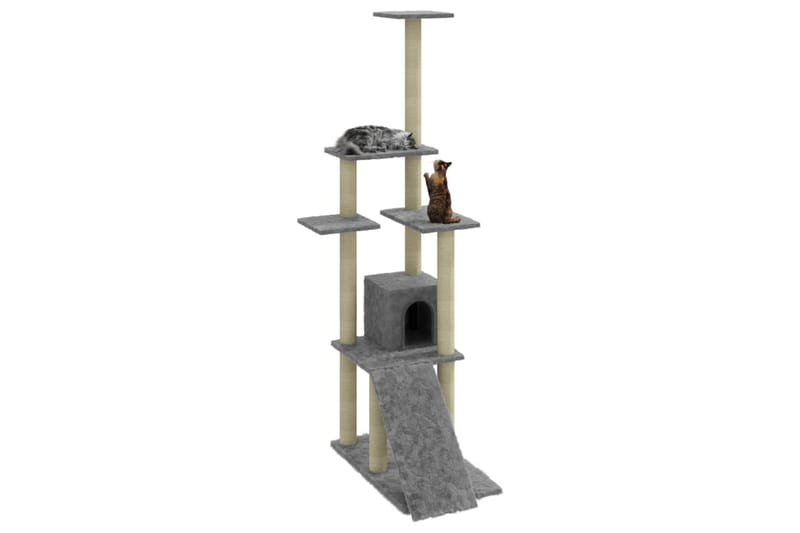 Klösträd med klöspelare i sisal ljusgrå 155 cm - Grå - Sport & fritid - För djuren - Katt - Kattmöbler - Klösträd & klösmöbler
