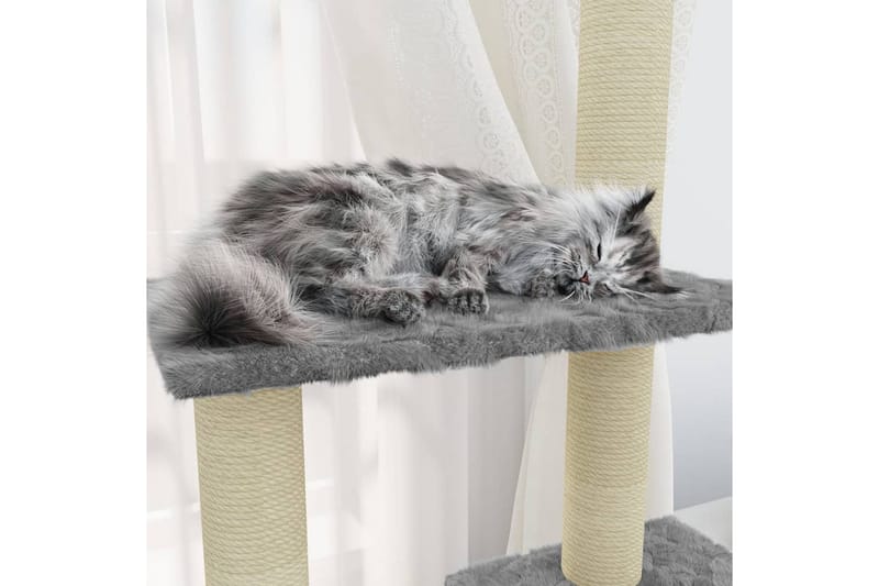 Klösträd med klöspelare i sisal ljusgrå 155 cm - Grå - Sport & fritid - För djuren - Katt - Kattmöbler - Klösträd & klösmöbler
