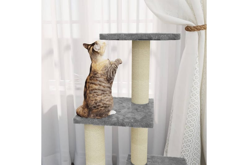 Klösträd med klöspelare i sisal ljusgrå 92 cm - Grå - Sport & fritid - För djuren - Katt - Kattmöbler - Klösträd & klösmöbler