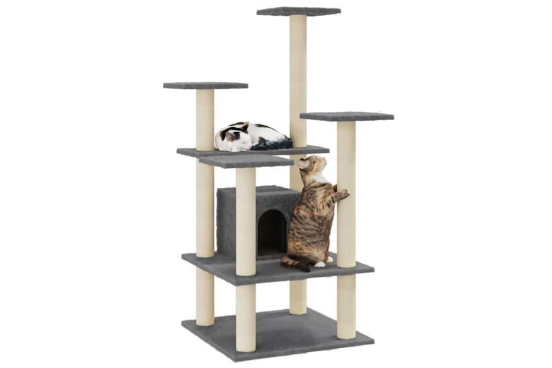 Klösträd med klöspelare i sisal mörkgrå 110 cm - Grå - Sport & fritid - För djuren - Katt - Kattmöbler - Klösträd & klösmöbler