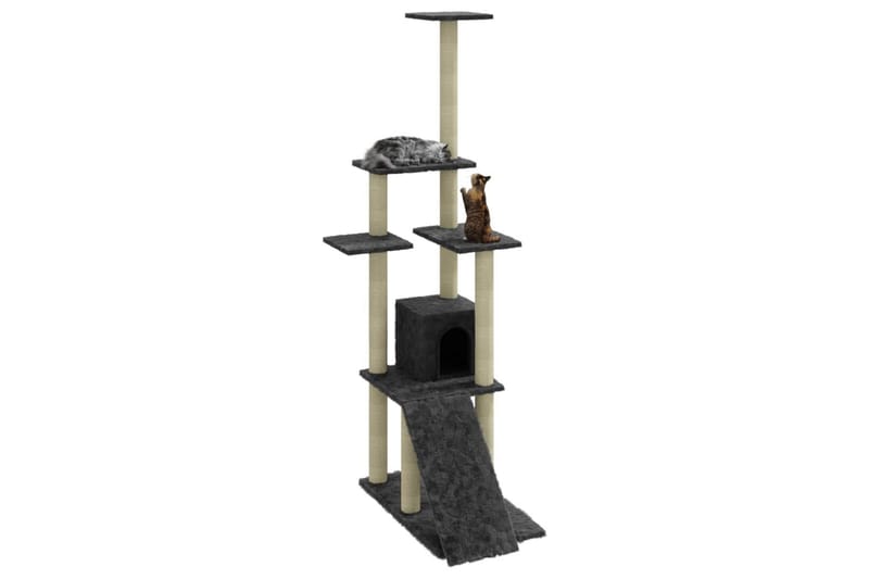 Klösträd med klöspelare i sisal mörkgrå 155 cm - Grå - Sport & fritid - För djuren - Katt - Kattmöbler - Klösträd & klösmöbler