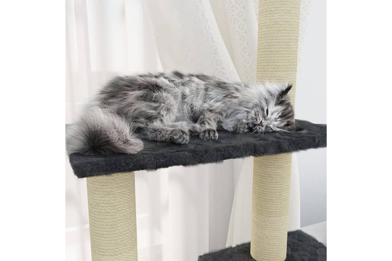 Klösträd med klöspelare i sisal mörkgrå 155 cm - Grå - Sport & fritid - För djuren - Katt - Kattmöbler - Klösträd & klösmöbler